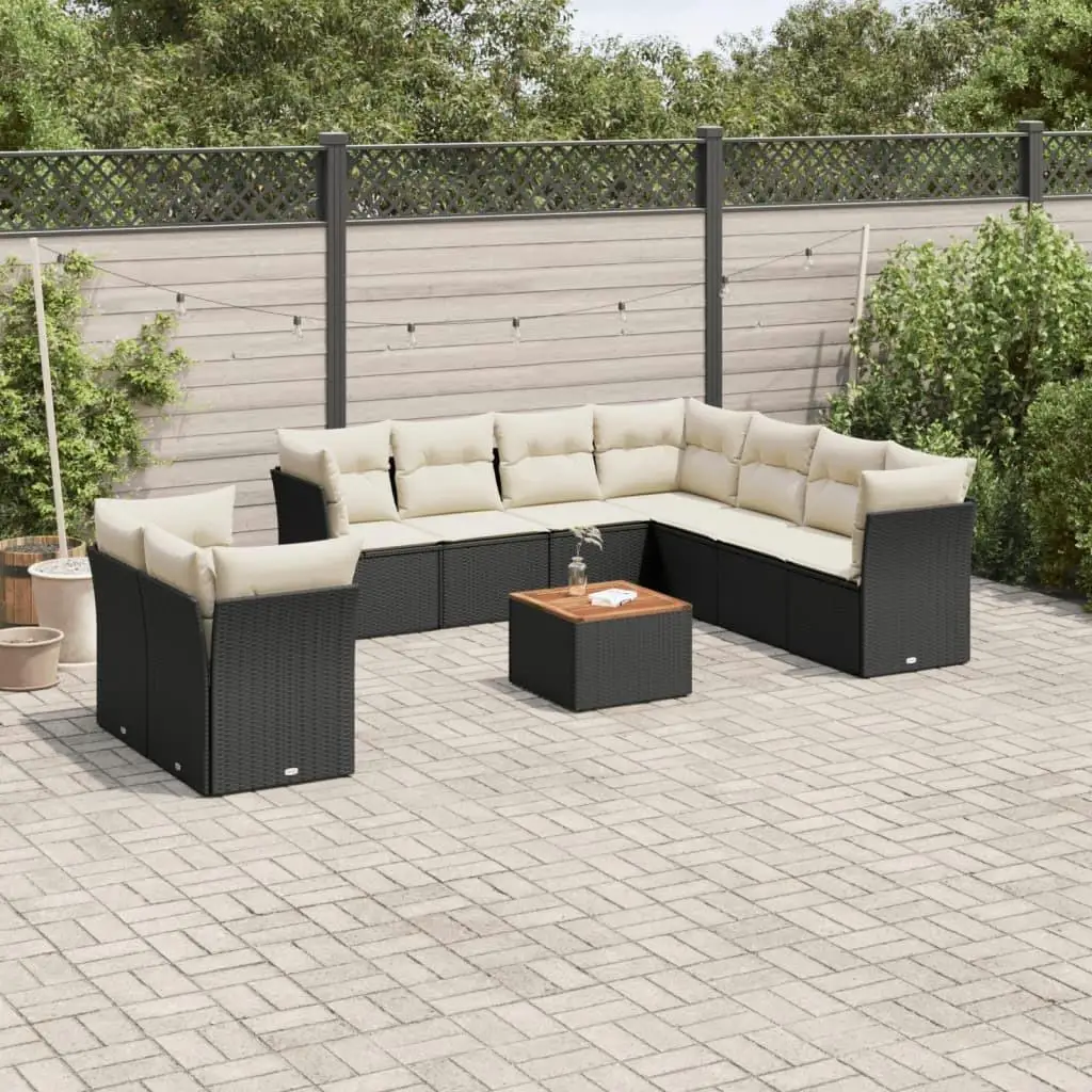 

Garden Sofa Set Black PE Rattan Medium Modular Outdoor Furniture Sectional Couch for Patio Yard and Balcony