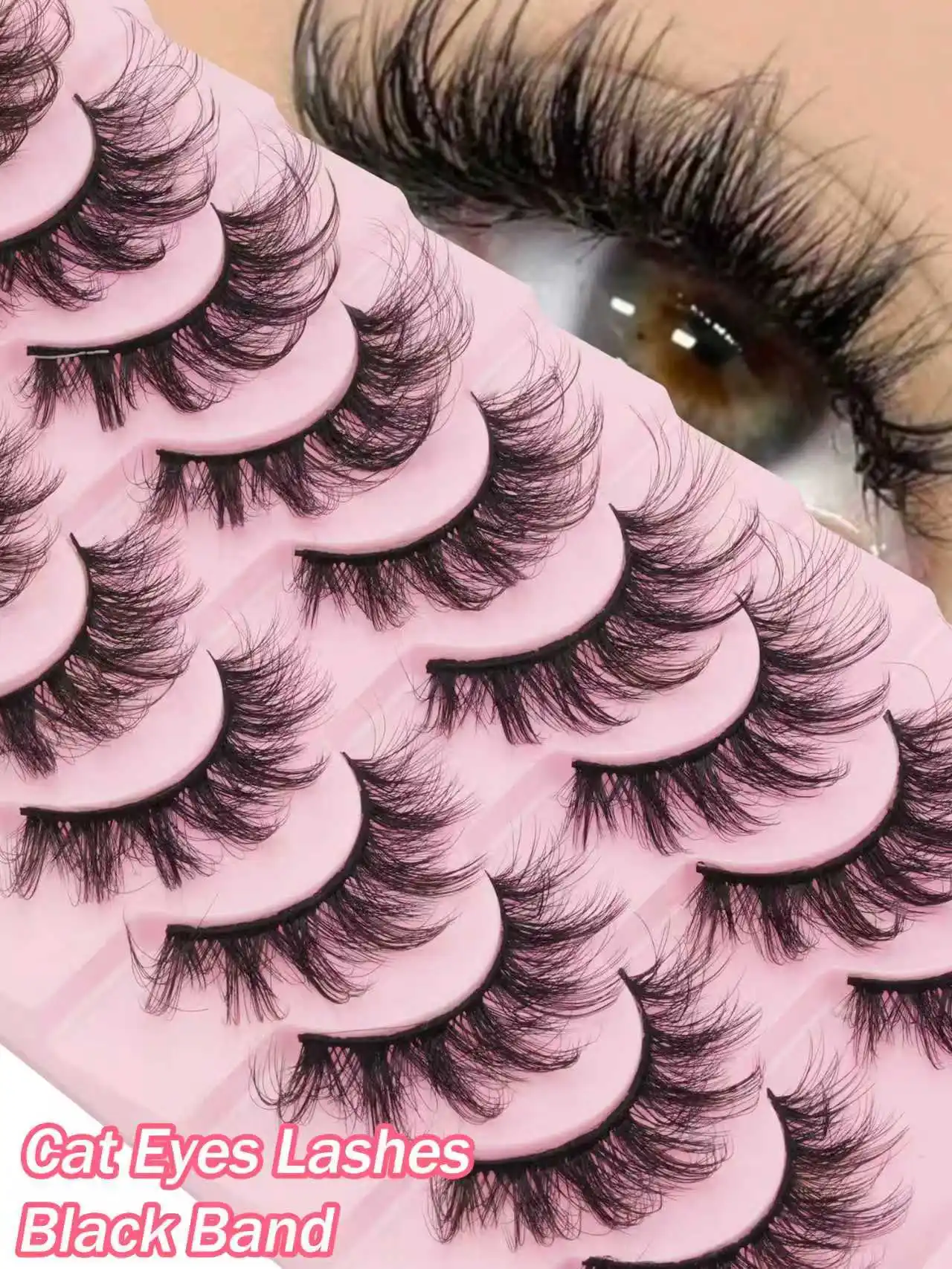 10 Pairs Fluffy Wispy False Eyelashes 3D Faux Mink Strip Lashes Dramatic Voluminous Soft Reusable Eye Makeup Lashes