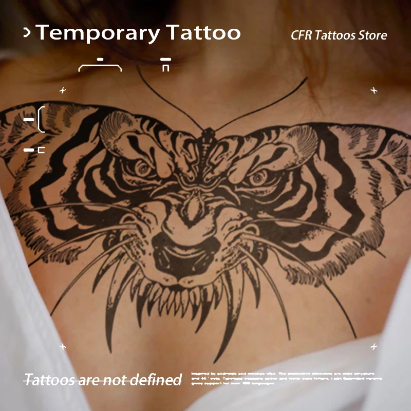 Bohemian Sexy Tiger Butterfly Herbal Juice Tattoo Sticker Women Neck Tattoo Temporary Waterproof Cool Stuff Adult Tattoos Party