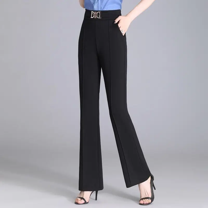 

Брюки-клеш женские весенне-осенние новые темпераментные брюки-клеш с высокой талией универсальные женские брюки повседневный костюм брюки