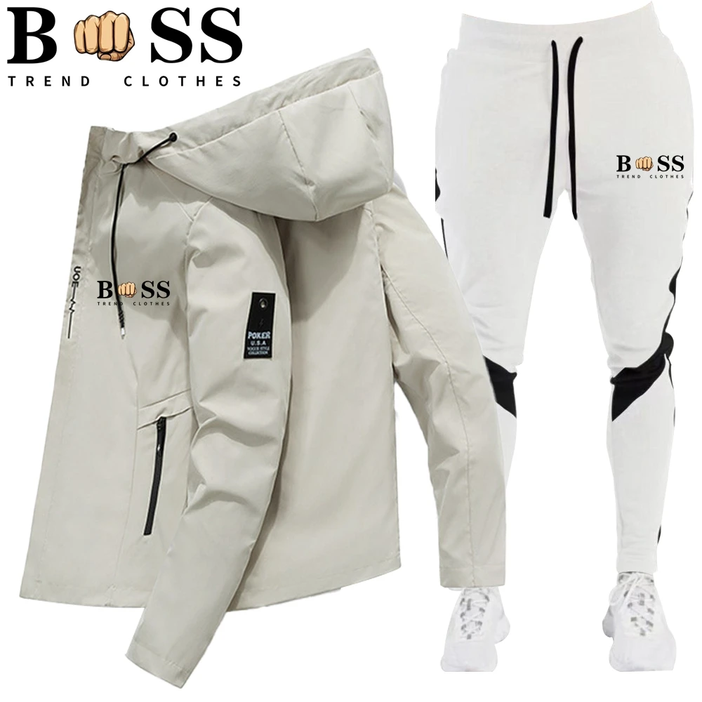 

2024 Mens Tracksuits Men Sets brand Sweatshirt+sweatpants Tracksuit Zipper Stand Collar Sports Suit Jogging Fitness