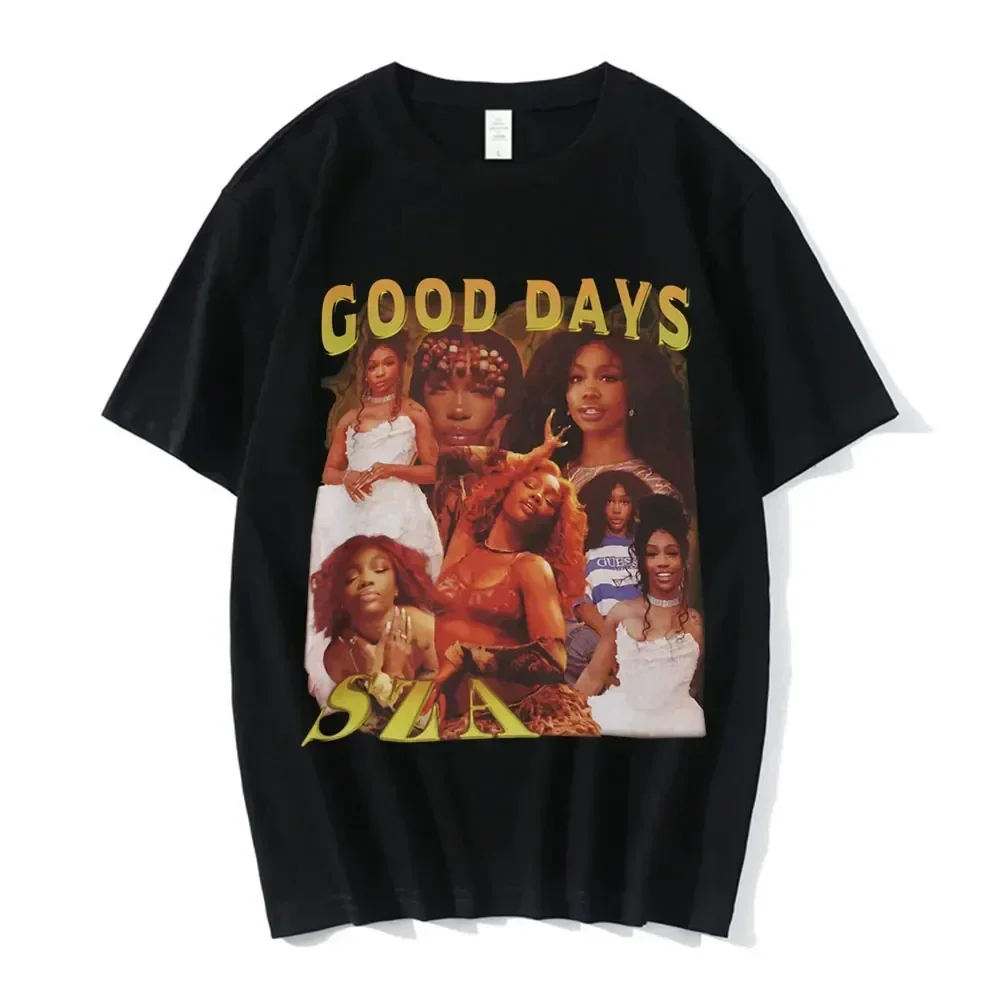 Pop SZA Graphic Men T-shirts Printed Fashion T-shirt Cotton Hip Hop Rapper 90s Casual Tees Short Sleeve Hip Hop Oversized Street