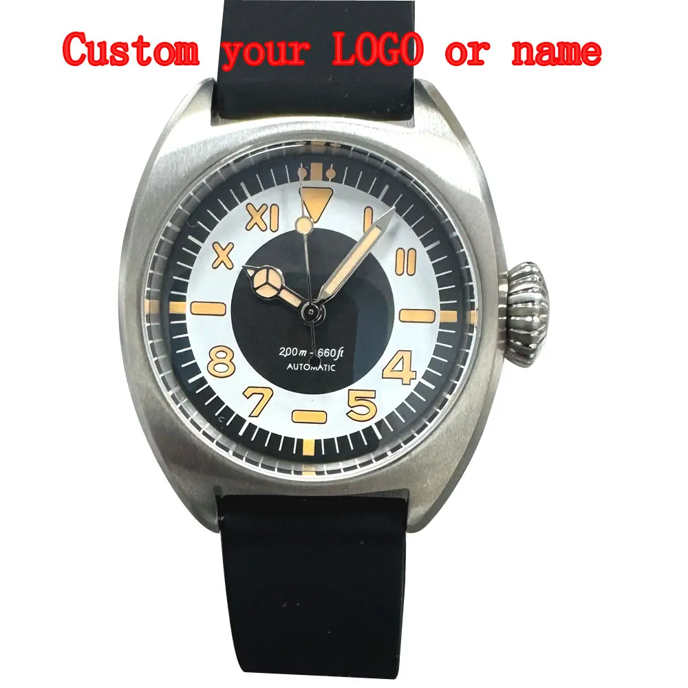 36mm الساعات الميكانيكية القبة الياقوت الزجاج العقيمة الهاتفي المطاط حزام NH35 التلقائية ساعة رجالي