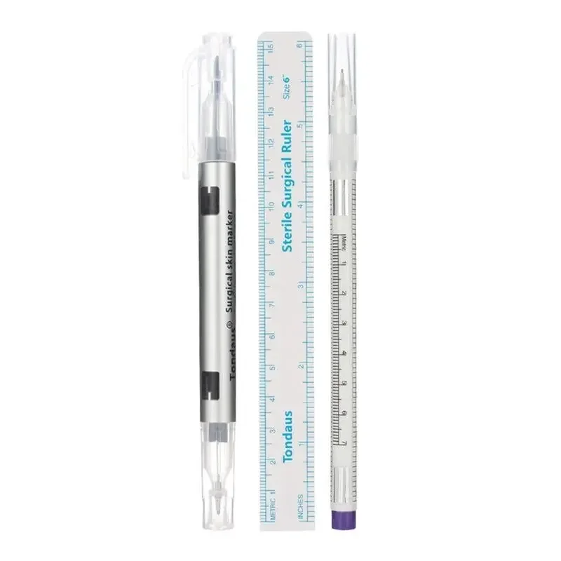 Double head Sterilize marker pen Surgical skin marker pen with measuring tapes