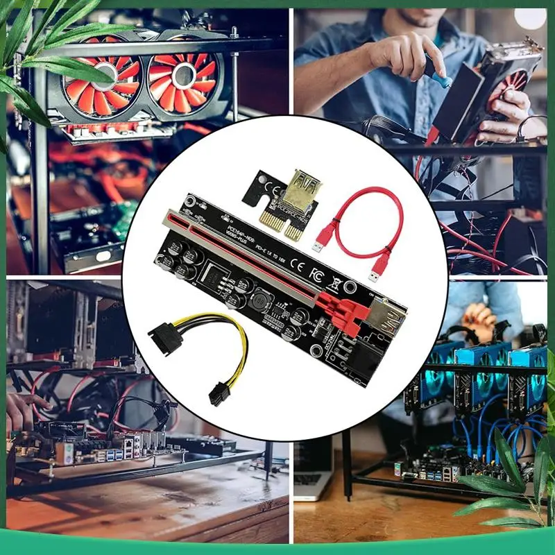 (NEW) VER009S Plus PCI-E Riser Card 009S Plus PCIE X1 To X16 4Pin 6Pin Power USB 3.0 Cable For Graphics Card GPU Miner Mining B