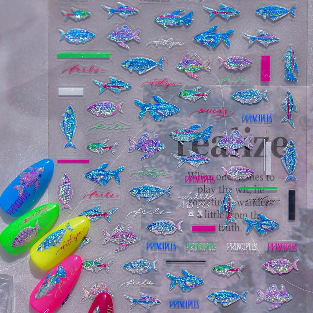 

Deep Sea Animal Fish Shoal of Fish Whale Coral Dolphin Summer Beach Cute Jellyfish Bubble Bathyal Fauna Nail Art Stickers Decals