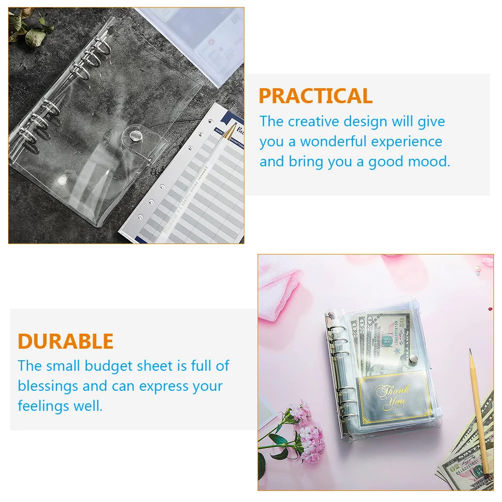 1Set Waterproof Binder A6 Budget Sheets Replacement Paper Loose-Leaf Expense Tracker Portable Cash Recording Notepad for Home