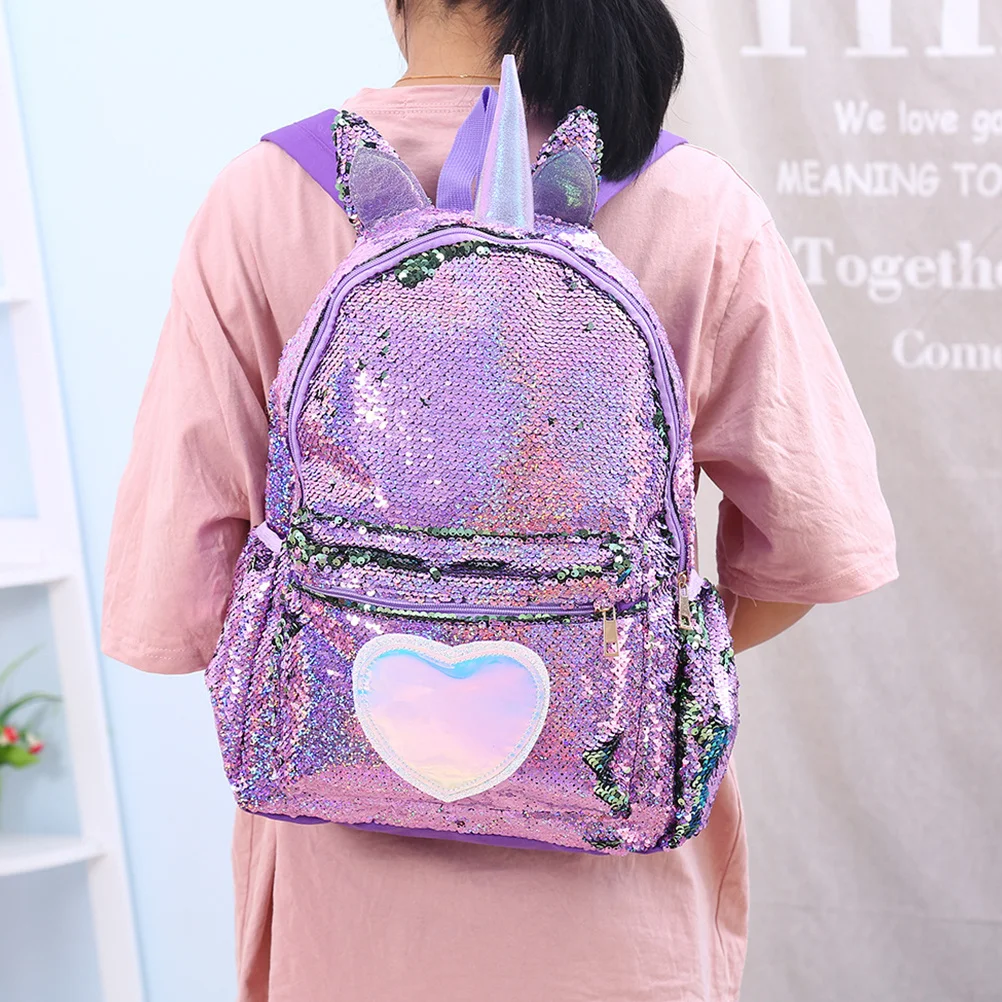 Large Capacity Sequin Backpack Schoolbag for Girls Women Students Fashion Shoulder Bag High Durability Anti-Theft