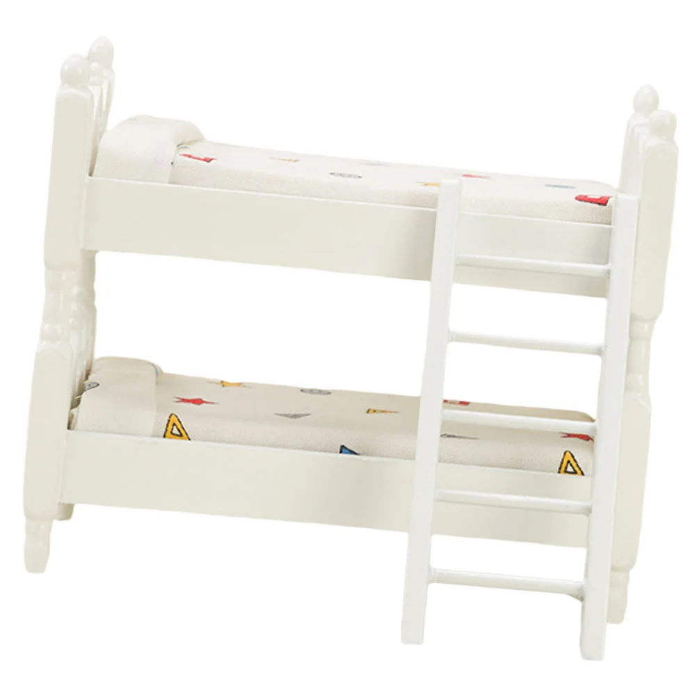 

Mini House Accessory Bunk Bed Miniature Model Prop Furniture Props Beds for Kids