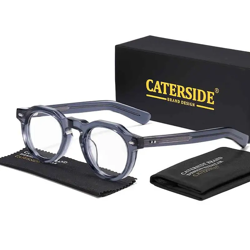CATERSIDE Vintage Runde Männer Optische Gläser Rahmen Acetat Hohe Qualität Pin Core Dicken Rahmen Gläser Frauen Dekoration Brillen – Detail 7
