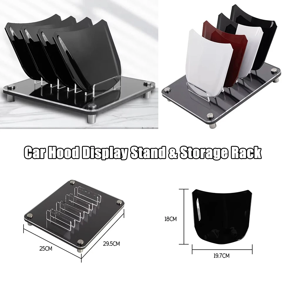 4-Slot Acrylic Display Stand for Small Metal Car Hood Models, PPF TPU Film Demonstration Rack, Paint Protection Test Prop AFD-4