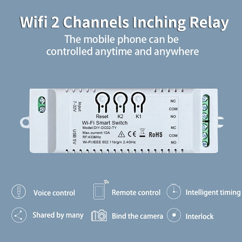 ใหม่ 2CH Tuya Wifi สมาร์ทสวิทช์ DIY จับเวลา USB 5V 2.4G Wifi Smartlife Home Automation โมดูลสําหรับ Alexa Google Home IFTT