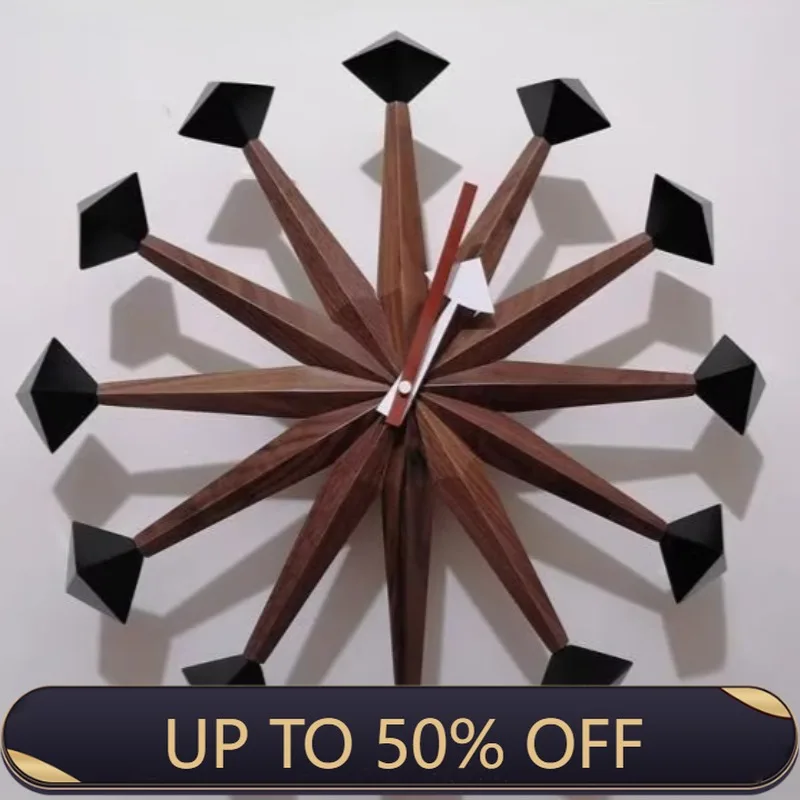 Nordic Round Solid Wood Wall Clock Modern Living Room Silent Creative Design Wall Clocks Luxury Accessories For Home Decor