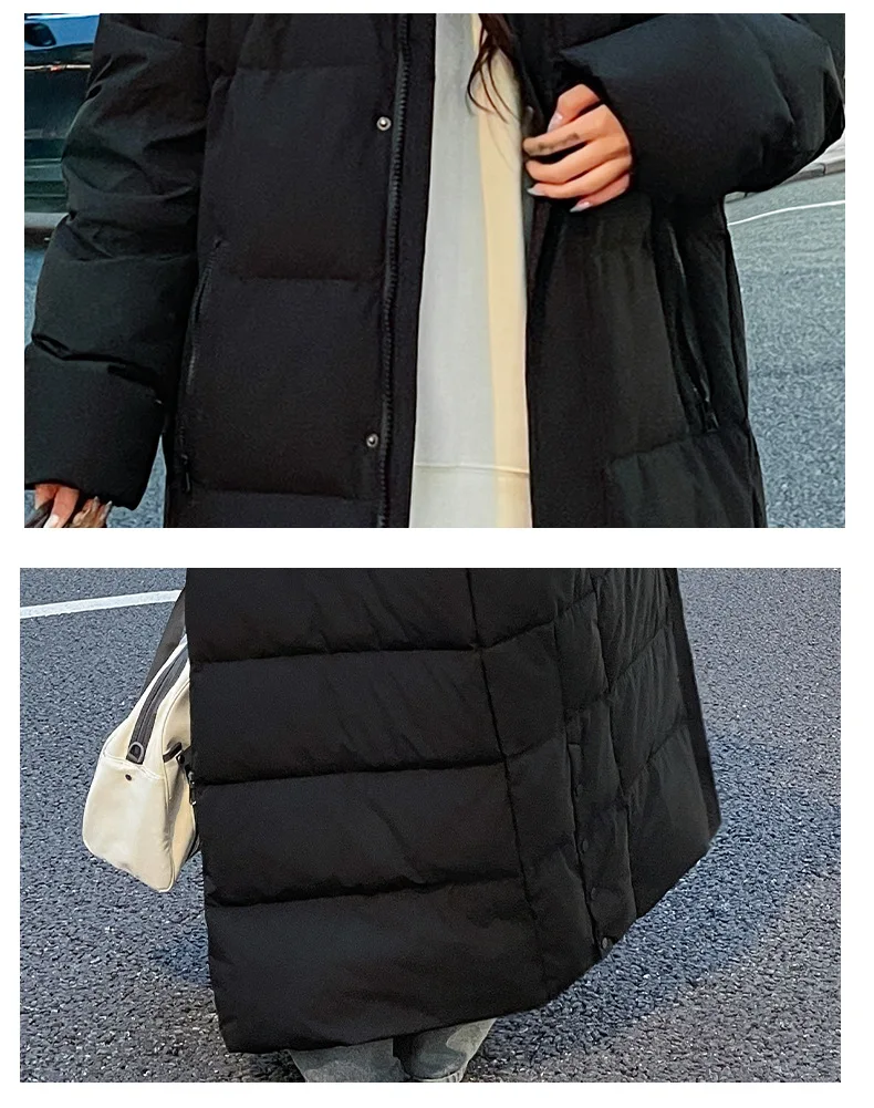 Zipper Down Coats Men Hooded Jackets Down Coat Cardigan Covered Button Outerwear Winter 2025 High Street Pockets Spliced