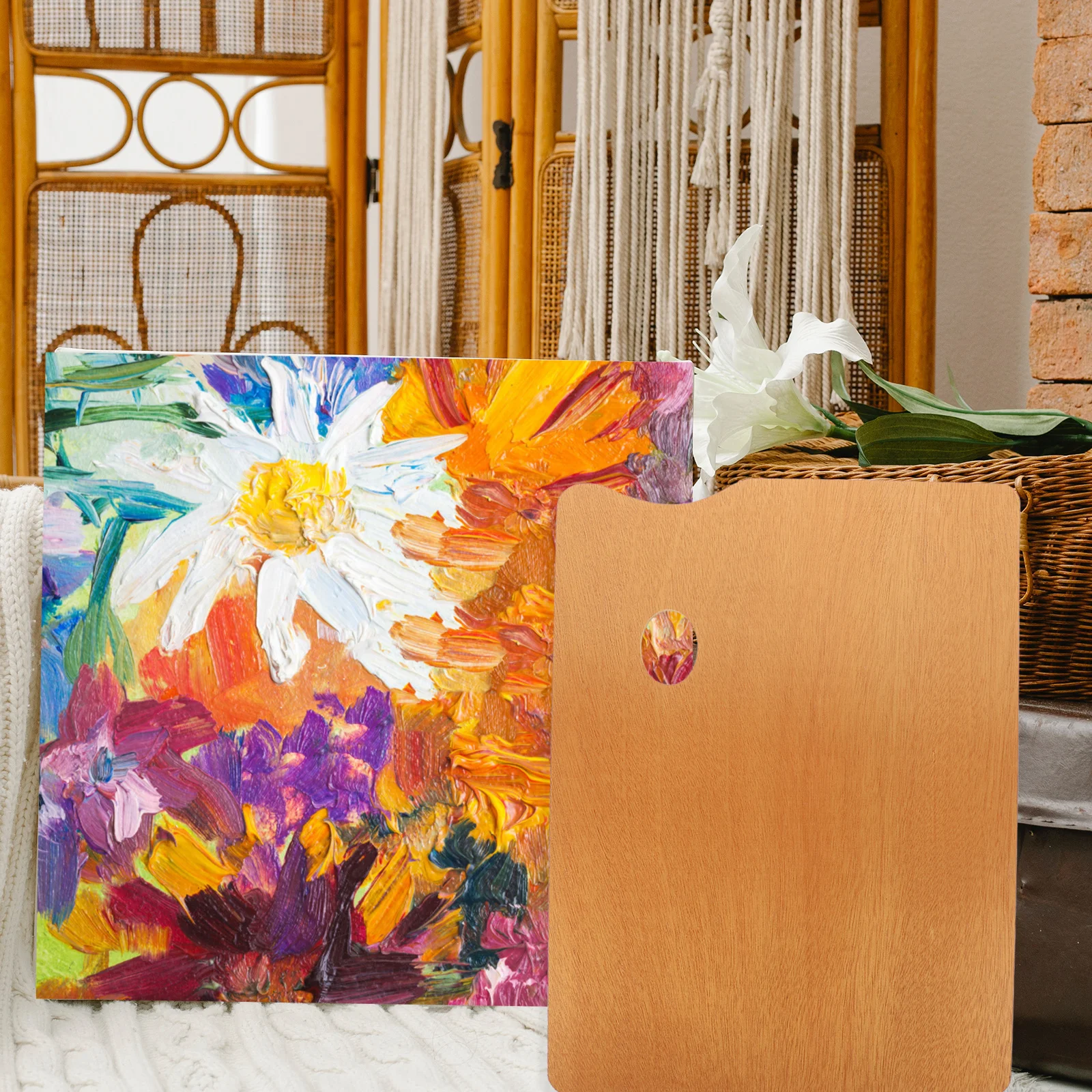 

Wooden Painting Palette 30X40Cm Vintage Oil Coated Art Supplies For Oil Acrylic Paint Wood Color Mixing Tool