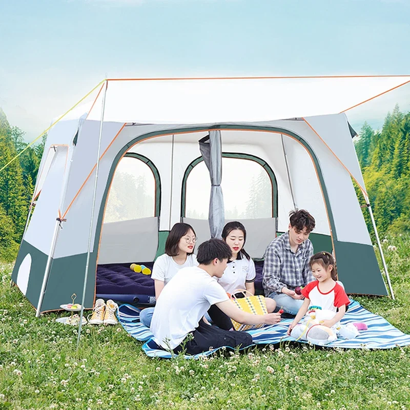 TWO Room Tents Camping with Large Pace Pop Up Tents Automatic for 5-8 Person Having Curtain