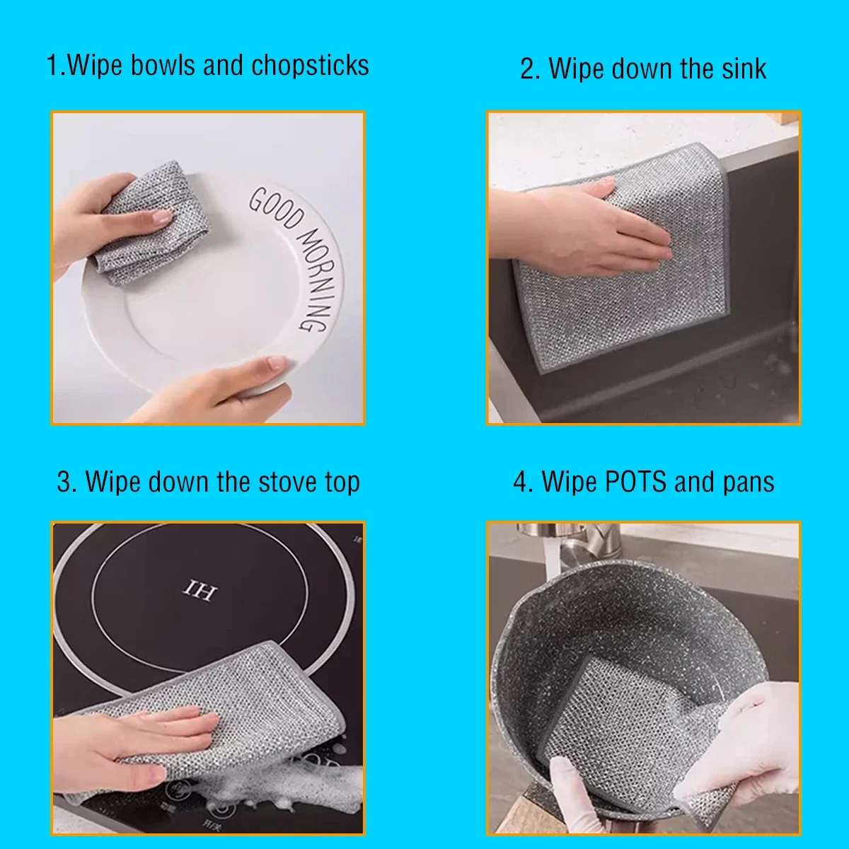 Multifunctional Non-Scratch Wire Dishcloth Wire Dishcloth Multipurpose Wire Microfiber Cloth Cleaning Cloth Magic Dish Towel