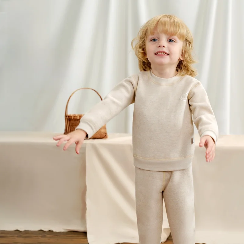 

Комплект термобелья OUYUN для детей, флисовая подкладка из шерсти и шелка, кальсоны, осенне-зимний базовый слой унисекс