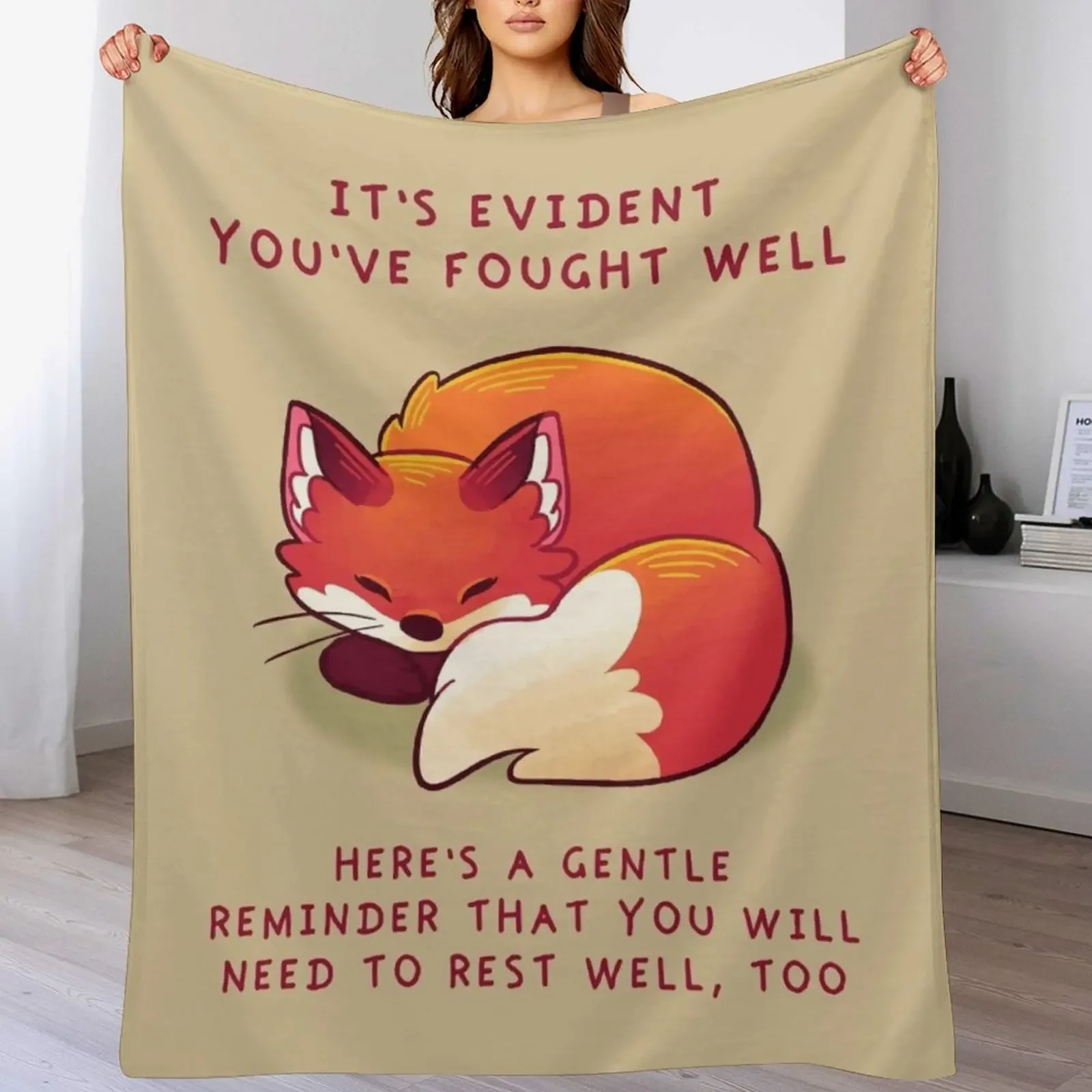 It's Evident You've Fought Well Sleepy Fox Throw Blanket Wrinkle Resistant Lightweight Blanket