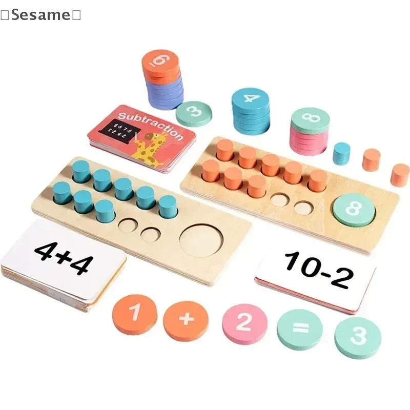 @WoodenTen Grid Arithmetic Sensation Educational Toys Subtraction Counting Board Montessori Math Tools for Children Learning byH