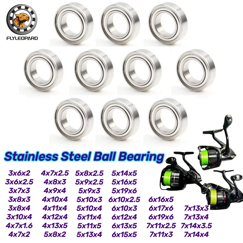 10pcs SMR85ZZ 5x8x2.5mm ABEC-9 Stainless Steel Bearing 3x8x4 3x7x3 4x7x2 5x11x4 7x13x4 8x14x3.5 mm Fishing Reel Handles Bearings