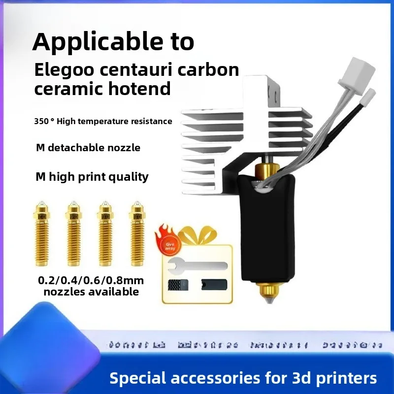 

For Elegoo Centauri Carbon Upgraded Ceramic Hot End Kit Hardened Steel Bimetal Sprinkler