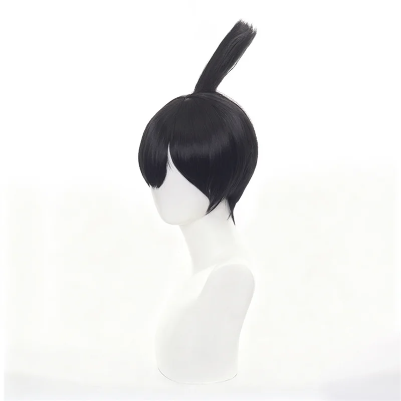 Peluca de motosierra de Anime para hombre Hayakawa Aki, peluca de Cosplay para adultos, pelo corto negro y azul, pelucas sintéticas resistentes al calor, accesorio de Carnaval para Halloween