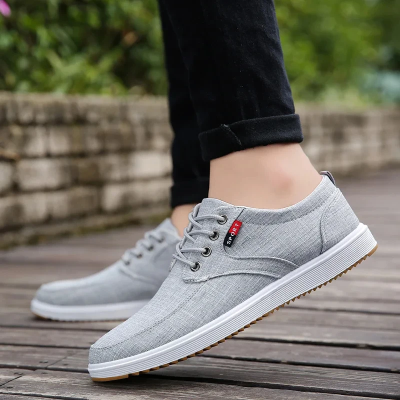 New Men Canvas Shoes Fashion Breathable Casual Shoes for Men Comfortable Men Driving Shoes Lace Up Sneakers Zapatillas De Hombre