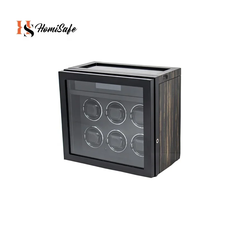 Luxury Automatic LED Light Rotation Watch Winder Safe Materials Wood Leather PU Luxury Watches Cases Boxes