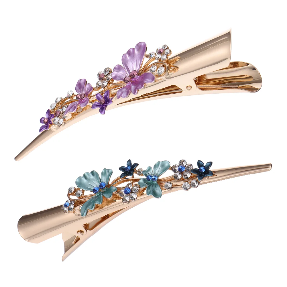

2 Pcs Painted Clip Party Hairpin Bride Barrette Alloy Accessories Festival Women Headdress