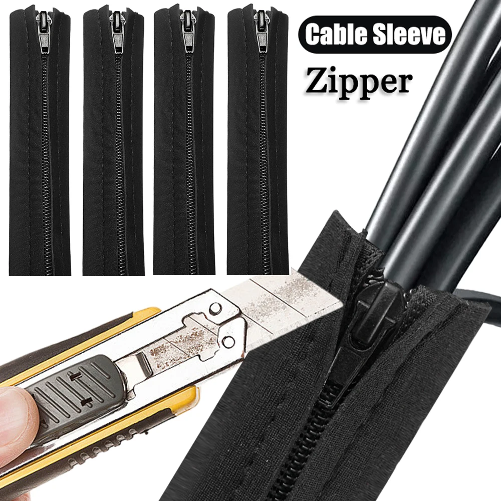 Zipper Cable Winder Sleeve 50cm 3cm Flexible Cable Sock Harness Line Sheath Organizer Wire Wrap Management Cable Organisers