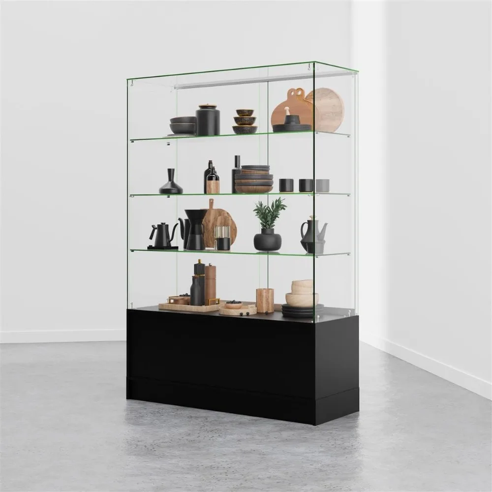 Glass Display Cabinet with 3 Glass Shelves Display Cabinets Sliding Doors Displays Cabinet