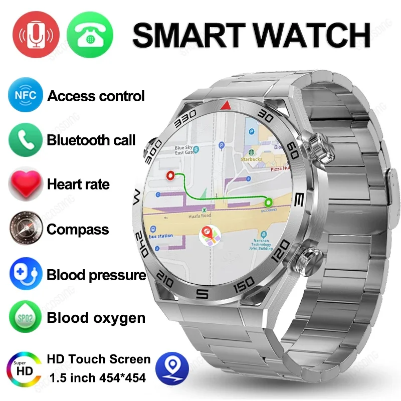 

NFC Smart Watch Men GPS Tracker AMOLED 454*454 HD Screen Heart Rate ECG+PPG Bluetooth Call SmartWatch For Men Sports smart watch