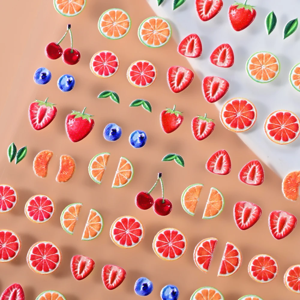 1 قطعة 5D الجريب فروت/الكرز/الفراولة مسمار ملصقات الكرتون الصيف الفواكه ذاتية اللصق الأظافر الشارات DIY بها بنفسك مسمار الفن زينة و 1