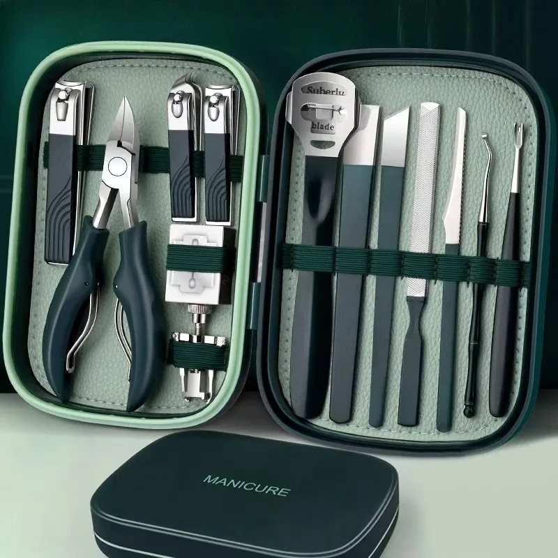 

12/13/18 Piece Professional Nail Clipper Set Stainless steel Manicure & Pedicure cutter Eagle Nose Nail with Travel case