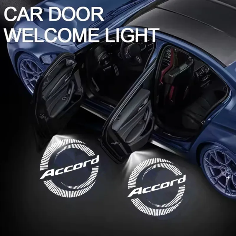 2PCS Projetor de Logo LED para Porta Interna do Carro, Luz de Sombra Fantasma de Boas-Vindas, Acessórios para Honda New Accord 2014 2015 2016-2024