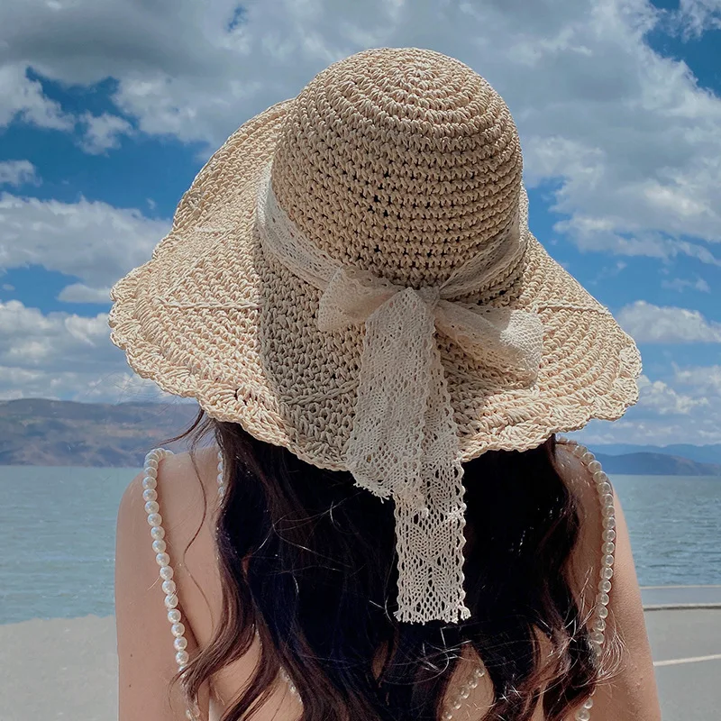 

2024 Straw Hat Beach Weaving High Quality Women's Summer Versatile Fashion Sun Hat Sunscreen Elegant Spring and Summer YC148