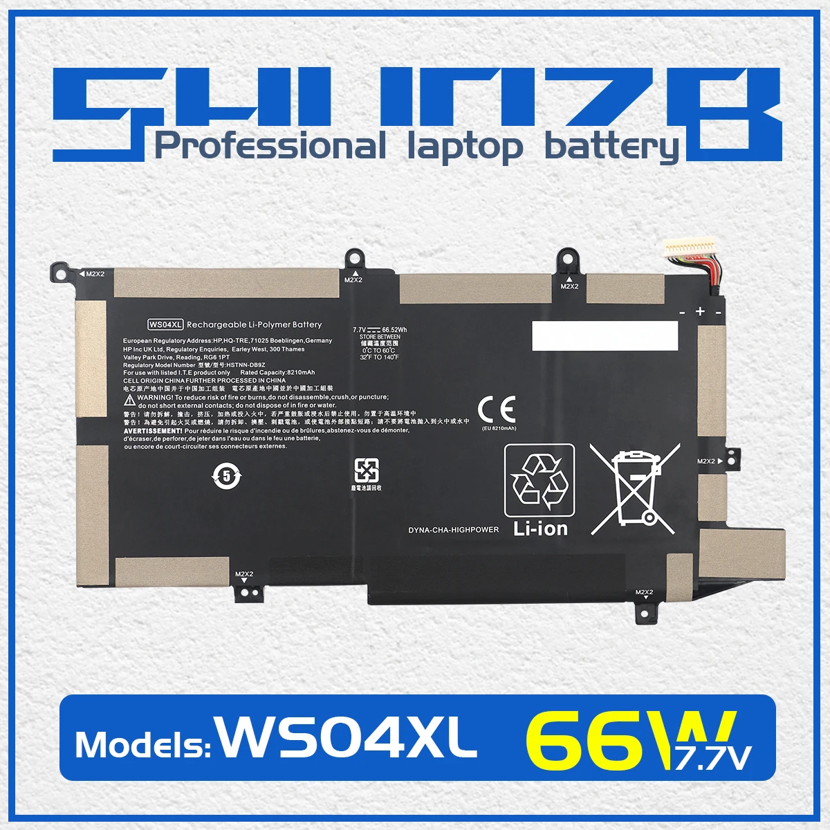 SHUOZB WS04XL Laptop Battery For HP Spectre x360 14 Series 14t-ea 14t-ef 14t-ea000 HSTNN-DB9Z L97352-2D1 L97357-005 7.7V 66.52Wh