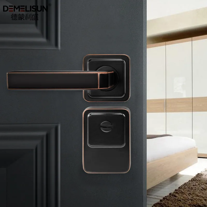 Italian-style security door split handle lock entryway door simple handle nickel brushed gun gray