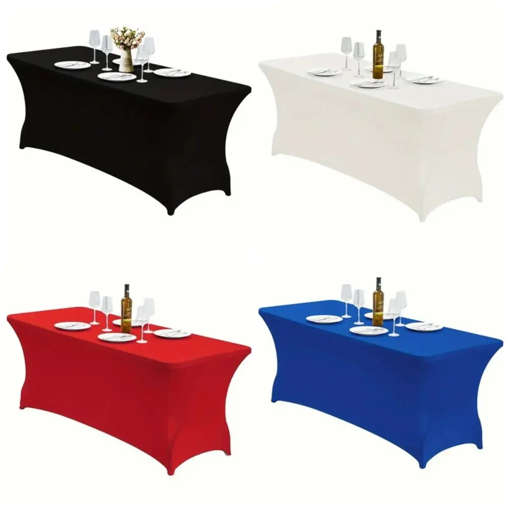 6FT/4FT Table Cover Tight Fitted Washable Spandex Tablecloth Elastic Rectangular Cocktail Table Decoration Party Banquet