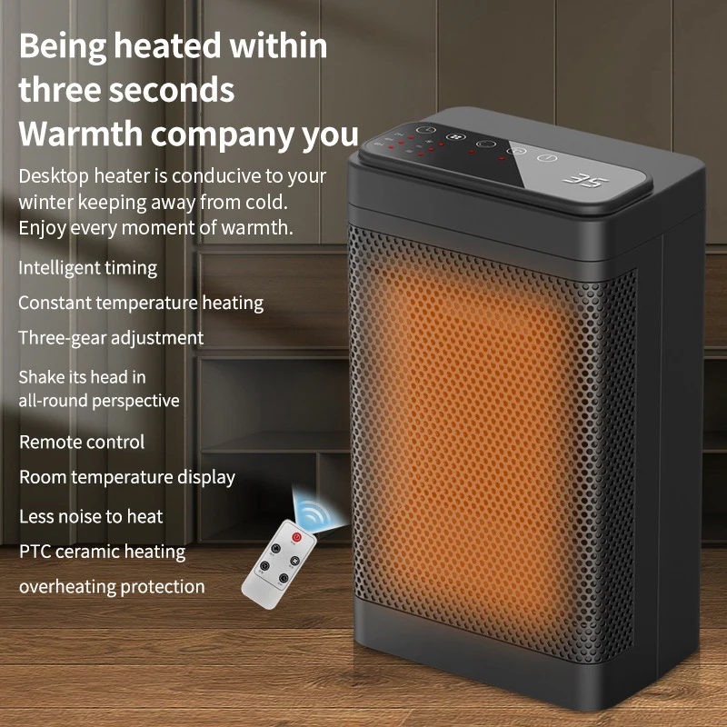 1500W 2022 Newest Electric Heater Portable Desktop Mini PTC Heaters Household Fast Heat Radiator Remote Control Silent Warmer Ma