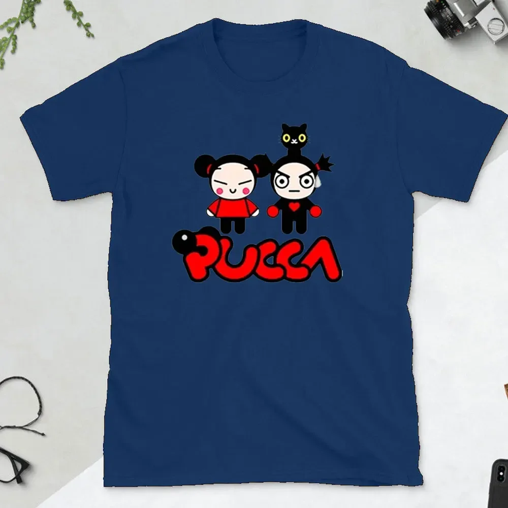 Pucca and Garu Cute Love Cat T Shirt Women Cotton Short Sleeve Print Tshirt Funny Cartoon Graphic T Shirts Woman Clothing