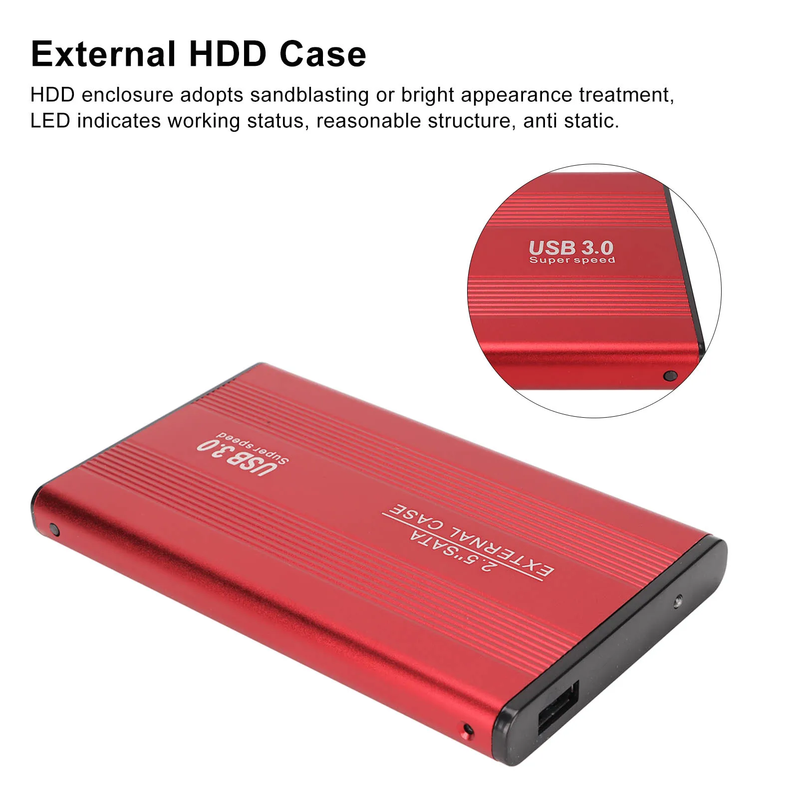 USB3.0 harde schijf behuizing 5Gbps overdrachtssnelheid 2TB capaciteit antistatisch met aluminium behuizing voor Windows voor OS X