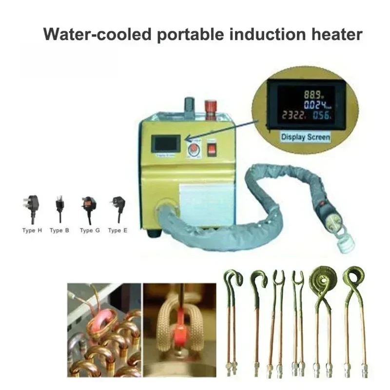 2KW Induction Heater for Water Cooled High Frequency Welding Brazing Copper Pipe Refrigerator Repair Equipment Industrial