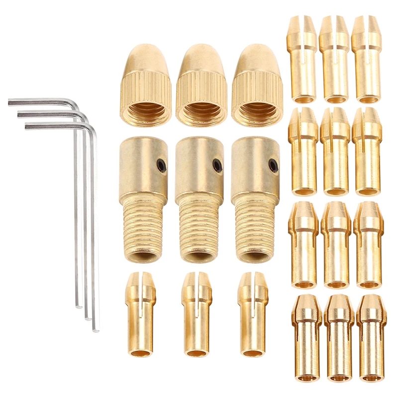 

3 Sets 0.5-3Mm Brass Drill Chuck Small Electric Drill Bit Collet Fit For Dremel Rotary Tools 3 Size -2.0Mm 2.35Mm 3.17Mm