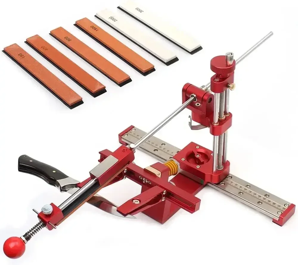 Professional Knife Sharpener with 6 Whetstones,360° Flipping Angle Adjustable Design,Fixed-Angle High Precision Grinder