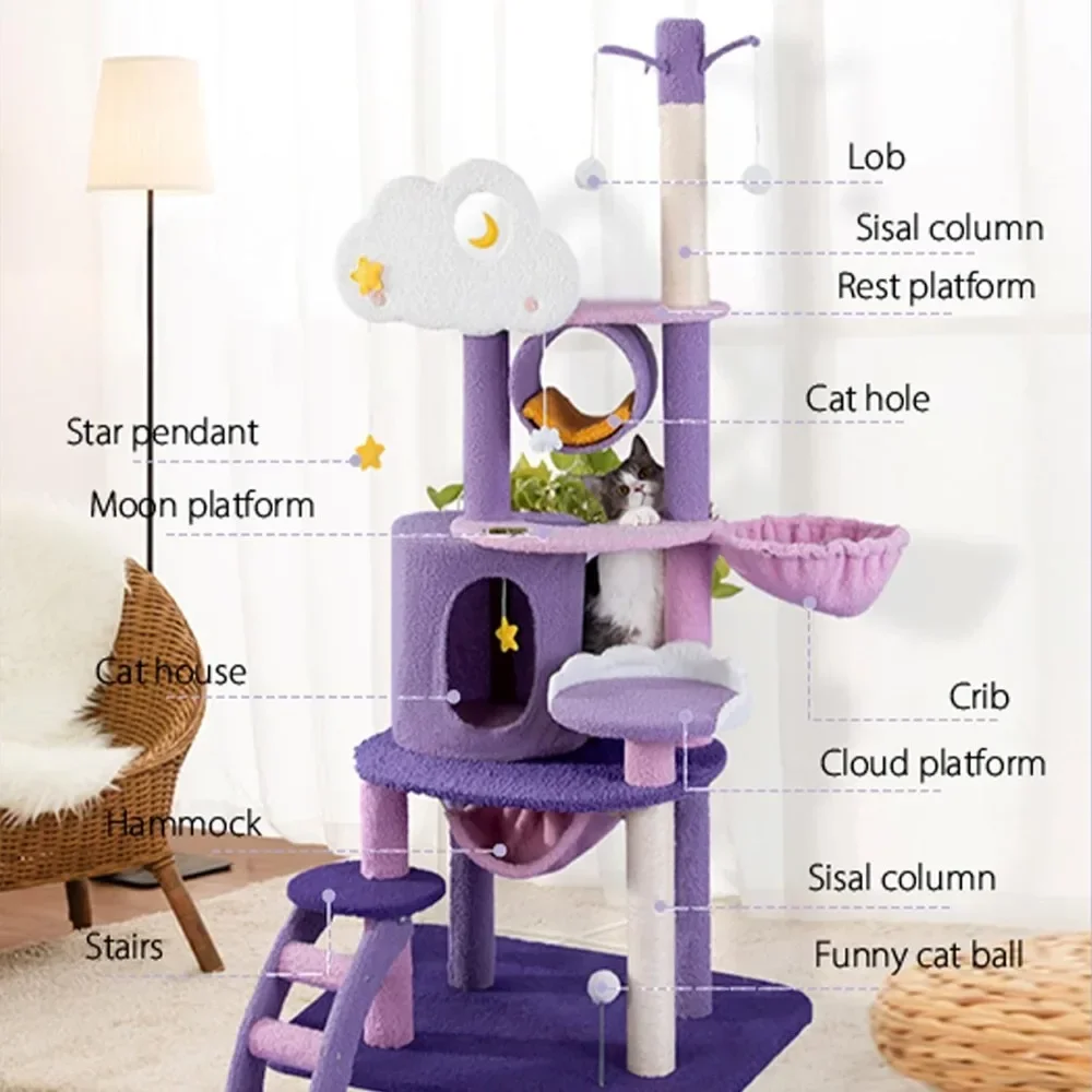 Imagem -06 - Indoor Cat Tree Tower Toys Pet Products Scratch Goods Coçar Goods Home Garden Supplies