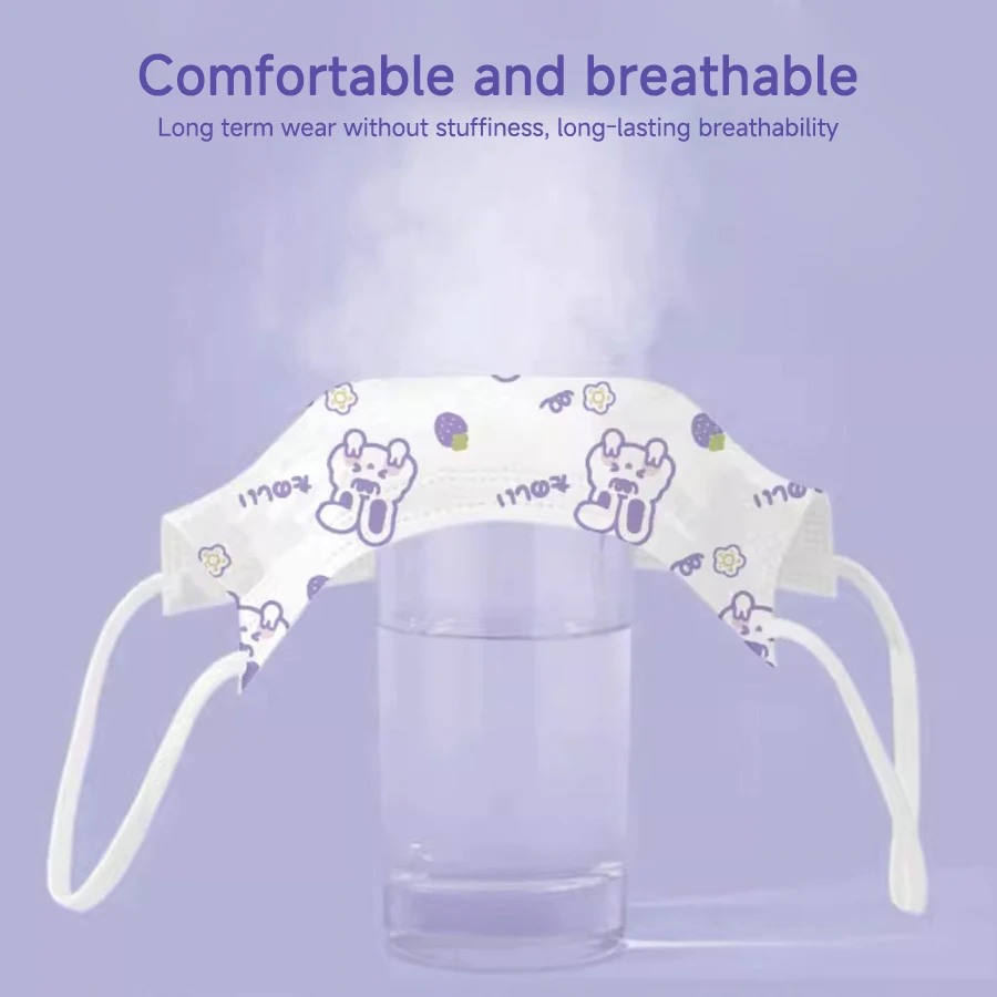 قناع وجه كرتوني للبالغين والأطفال والنساء يمكن التخلص منه بشكل فردي، قناع شبابي كاواي لطيف على شكل أرنب فراولة وردي أرجواني #4