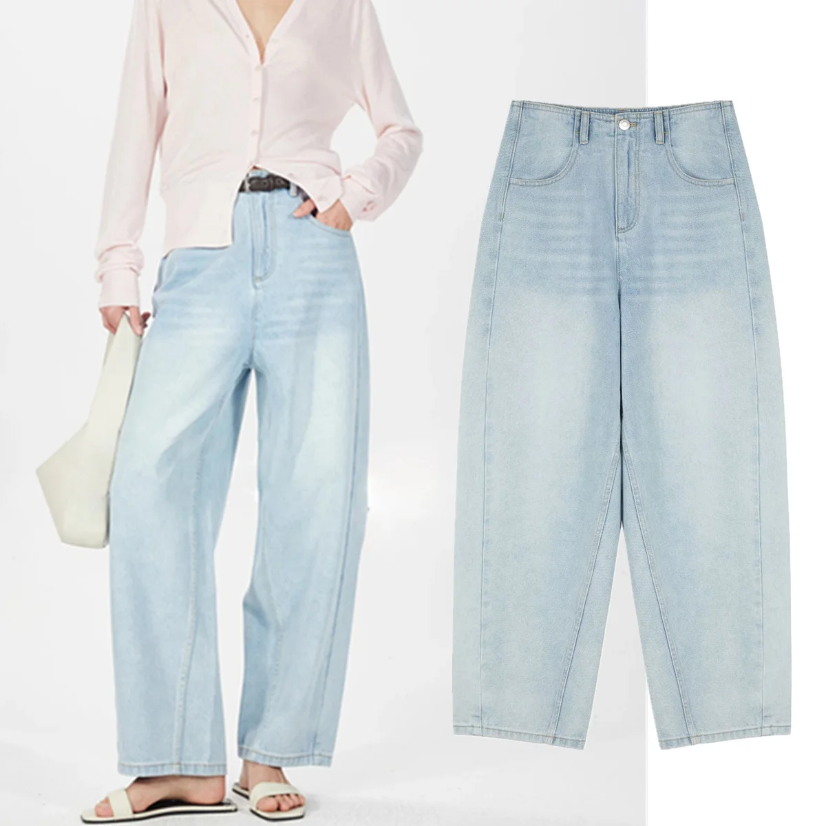 Maxdutti 2026 Spring Summer New Fashion Lady Vintage Mom Jeans Women's Jeans Women's Denim Pants Minimalist Pants Woman Clothes