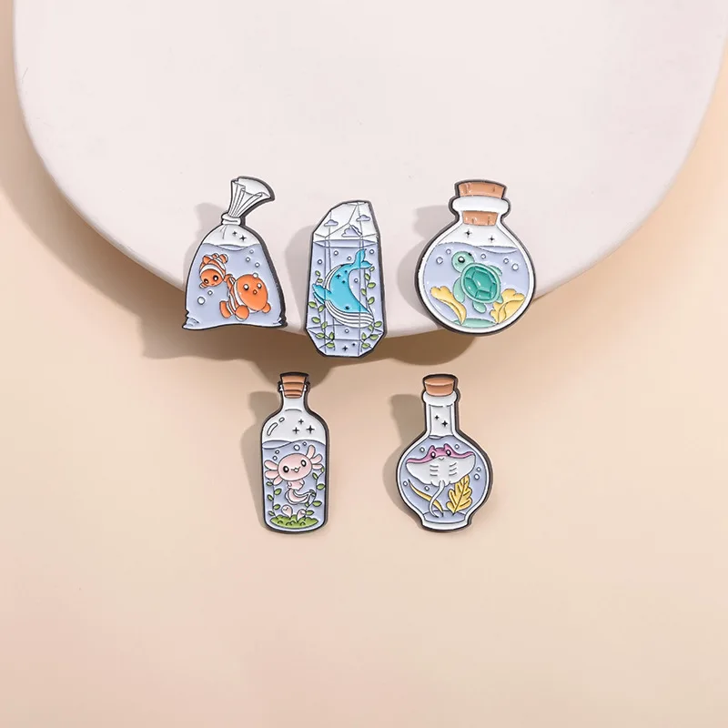 3-10 teile/satz Nette Marine Kreaturen Sammlung Emaille Pins Axolotl Haie Cartoon Tier Brosche Revers Abzeichen Schmuck Geschenke für Kinder – Detail 22